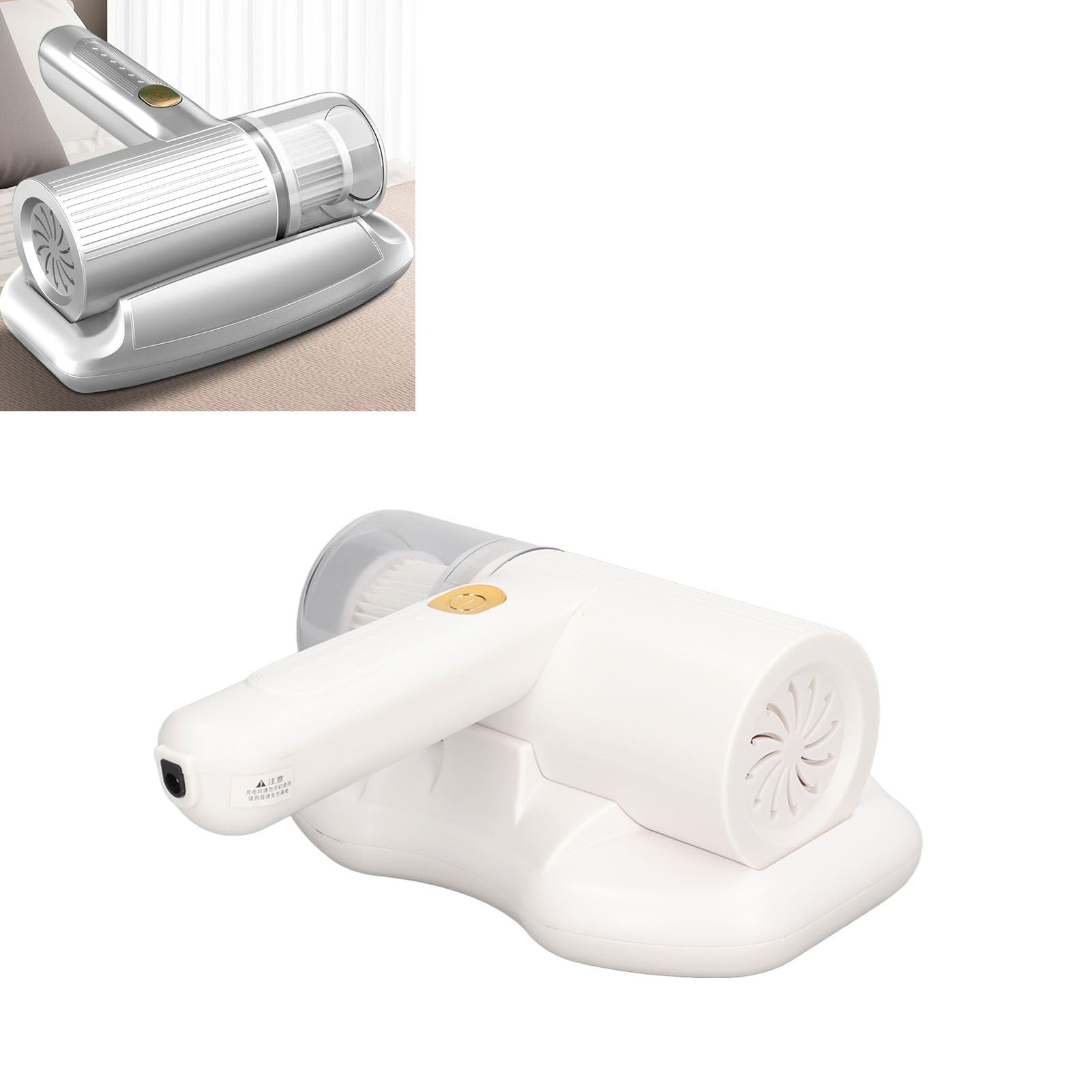 Mattress Vacuum Cleaner Purple Light USB Charging Cordless Mite Vacuum Cleaner with 20Kpa Suction Electric Mite Remover White