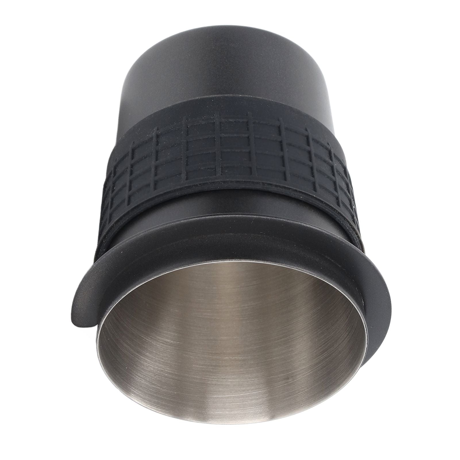 58mm Stainless Steel Coffee Dosing Cup Coffee Machine Handle Receiving Powder Cup with Silicone Ring Black