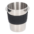58mm Stainless Steel Coffee Dosing Cup Coffee Machine Handle Receiving Powder Cup with Silicone Ring Stainless Steel Color
