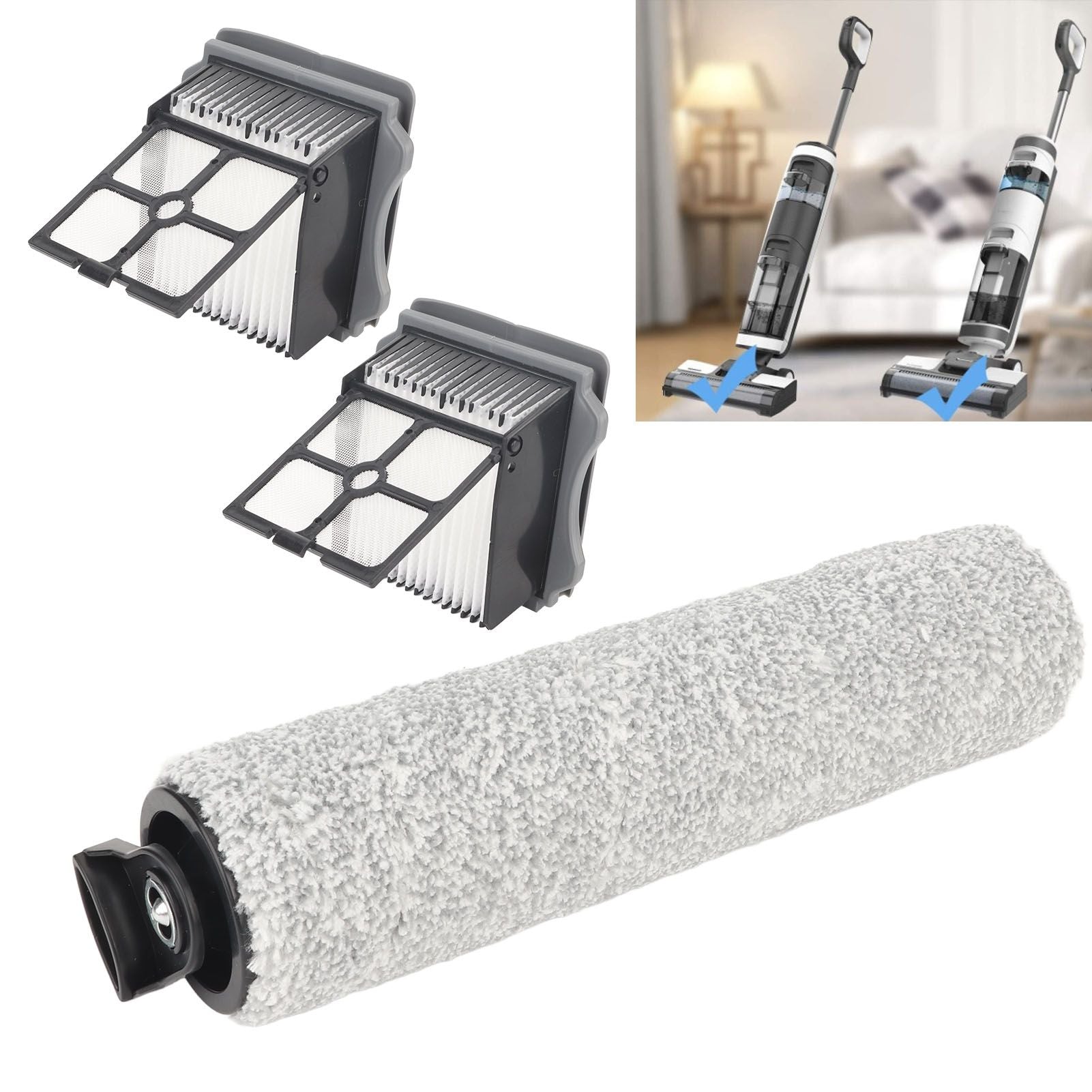 Vacuum Cleaner Main Brush and Filter Set Environmentally Friendly Vacuum Cleaner Replacement Accessories for TINECO S3 F3
