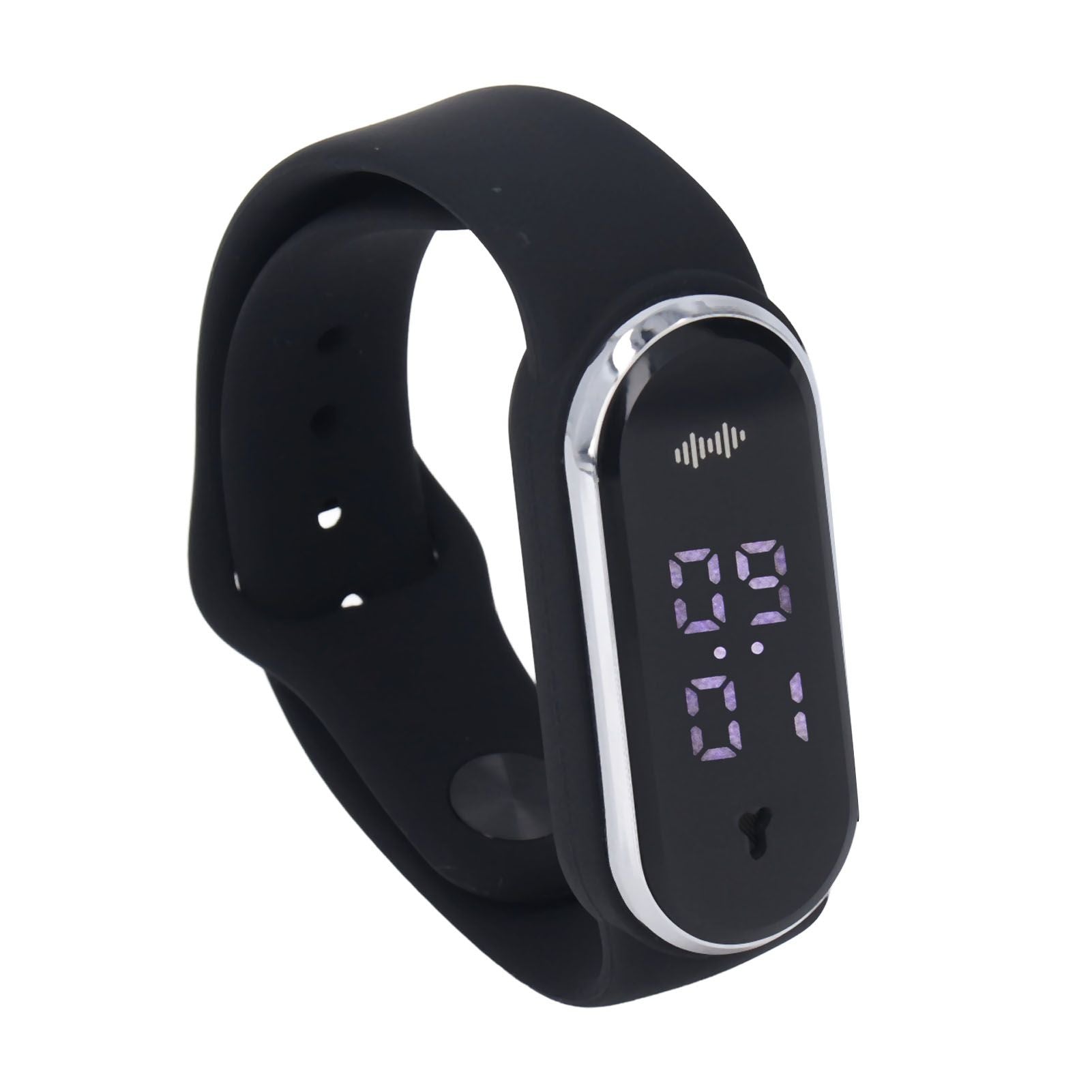 Anti Mosquito Bracelet Watch Silica Gel USB Rechargeable Ultrasonic Mosquito Repellent Bracelet for Outdoor Black
