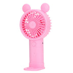 Handheld Fan Plastic USB Battery Dual Drive Built in Lithium Battery Mini Desk Fan for Summer Pink