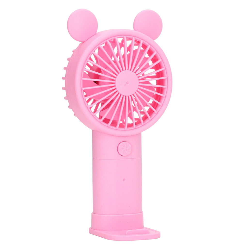 Handheld Fan Plastic USB Battery Dual Drive Built in Lithium Battery Mini Desk Fan for Summer Pink
