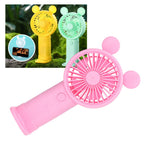 Handheld Fan Plastic USB Battery Dual Drive Built in Lithium Battery Mini Desk Fan for Summer Pink