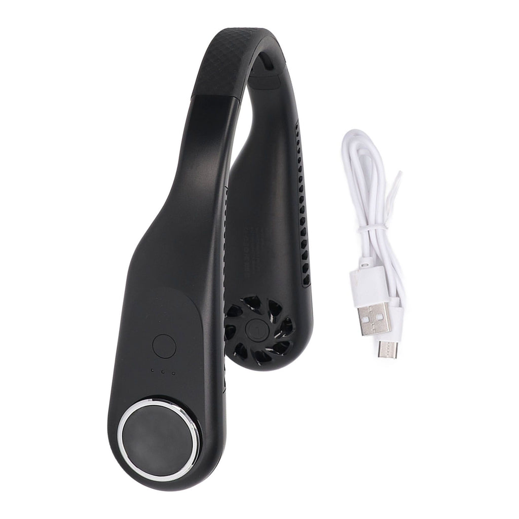 Hanging Neck Fan 3 Modes USB Charging 3600mAh Battery Adjustable Angle Mute Design Face Fan for Home Office Travel Black
