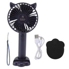 Hand Held Fan Portable USB Rechargeable Cute 3 Speed Wind Regulable ABS PC Battery Operated Fan for Travel Dark Blue