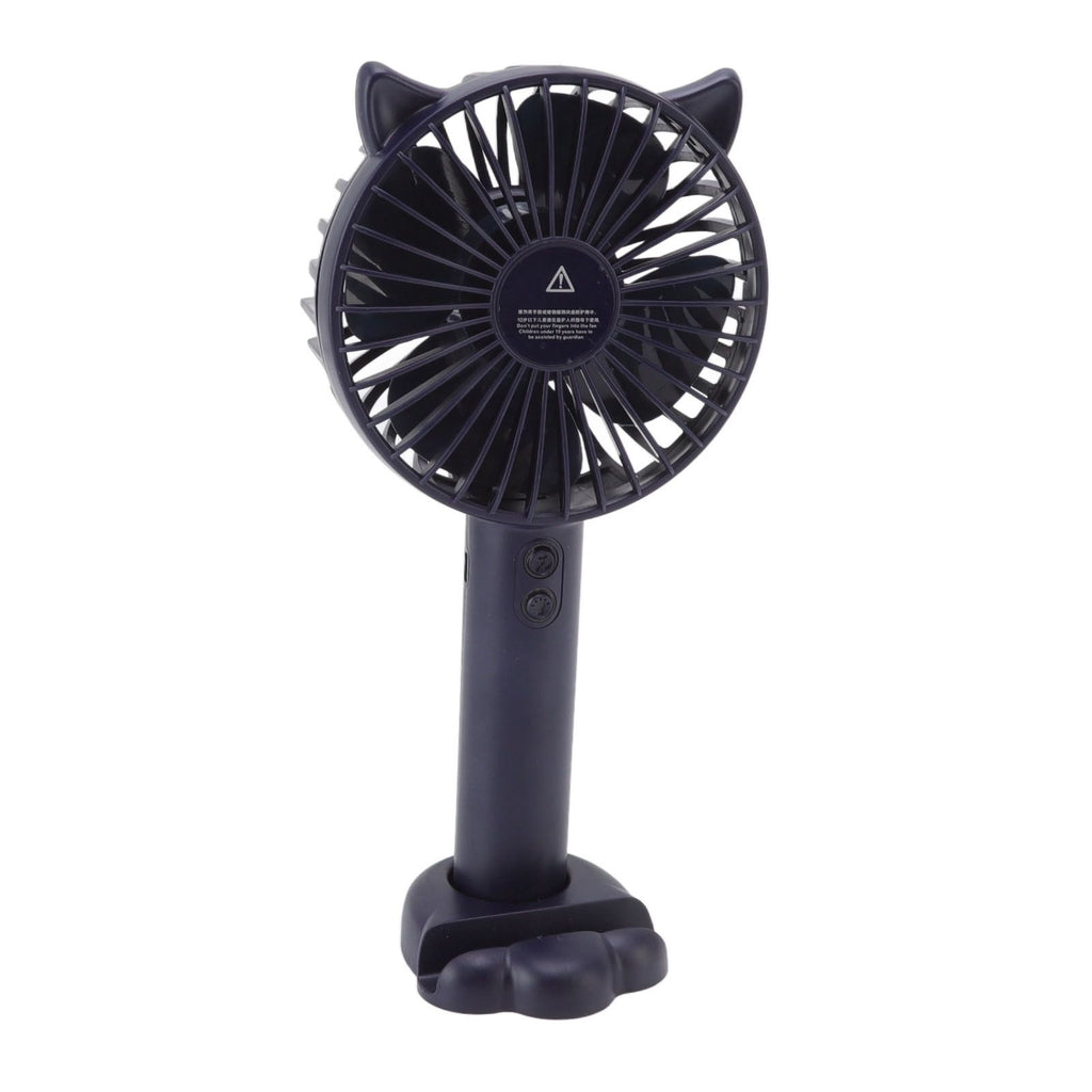 Hand Held Fan Portable USB Rechargeable Cute 3 Speed Wind Regulable ABS PC Battery Operated Fan for Travel Dark Blue