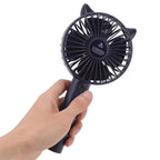 Hand Held Fan Portable USB Rechargeable Cute 3 Speed Wind Regulable ABS PC Battery Operated Fan for Travel Dark Blue