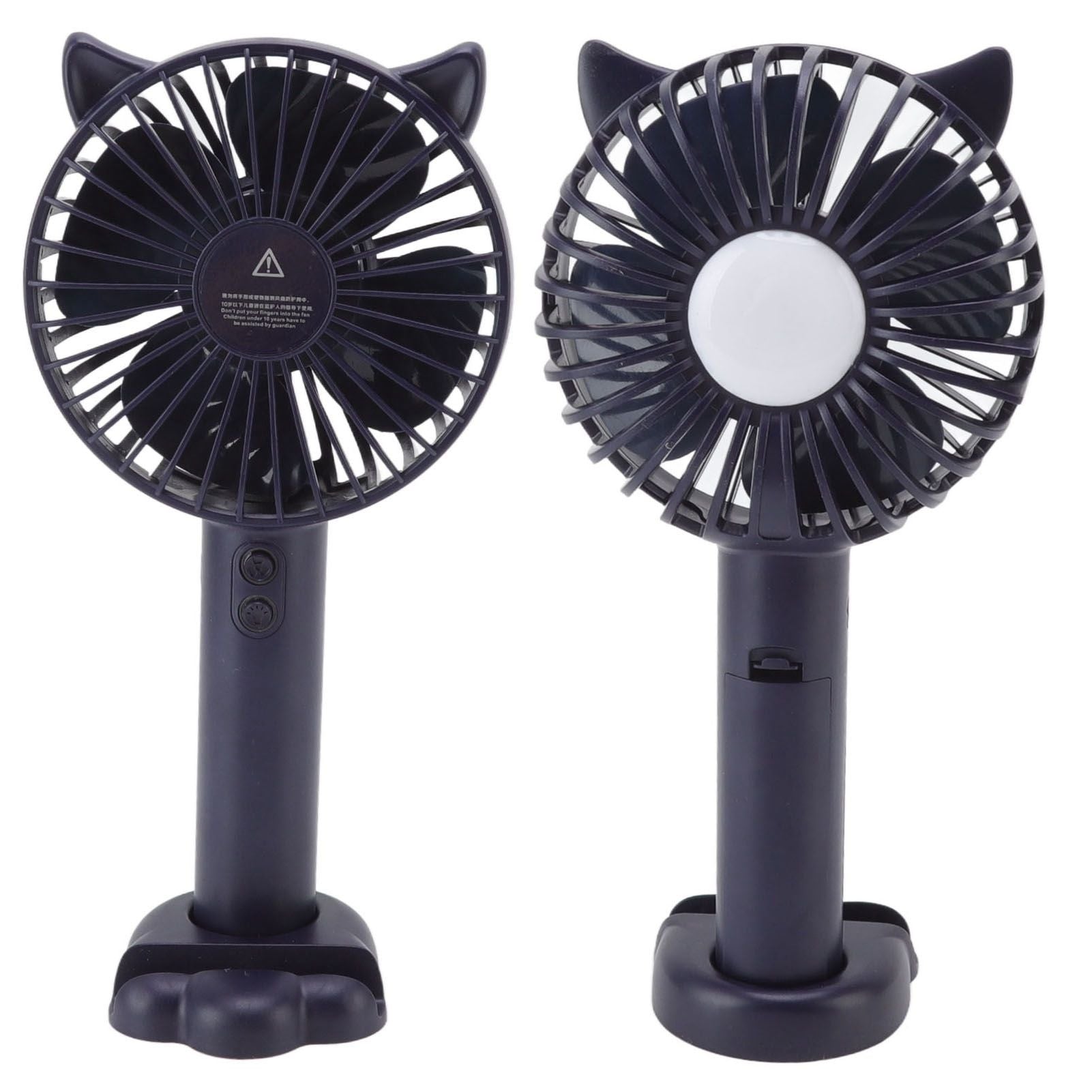 Hand Held Fan Portable USB Rechargeable Cute 3 Speed Wind Regulable ABS PC Battery Operated Fan for Travel Dark Blue