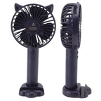 Hand Held Fan Portable USB Rechargeable Cute 3 Speed Wind Regulable ABS PC Battery Operated Fan for Travel Dark Blue