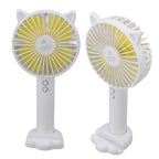 Hand Held Fan Portable USB Rechargeable Cute 3 Speed Wind Regulable ABS PC Battery Operated Fan for Travel White