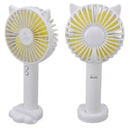 Hand Held Fan Portable USB Rechargeable Cute 3 Speed Wind Regulable ABS PC Battery Operated Fan for Travel White