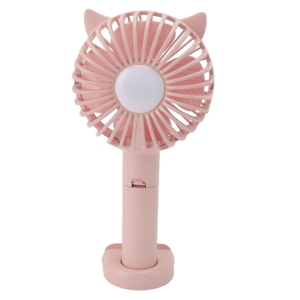 Hand Held Fan Portable USB Rechargeable Cute 3 Speed Wind Regulable ABS PC Battery Operated Fan for Travel Pink