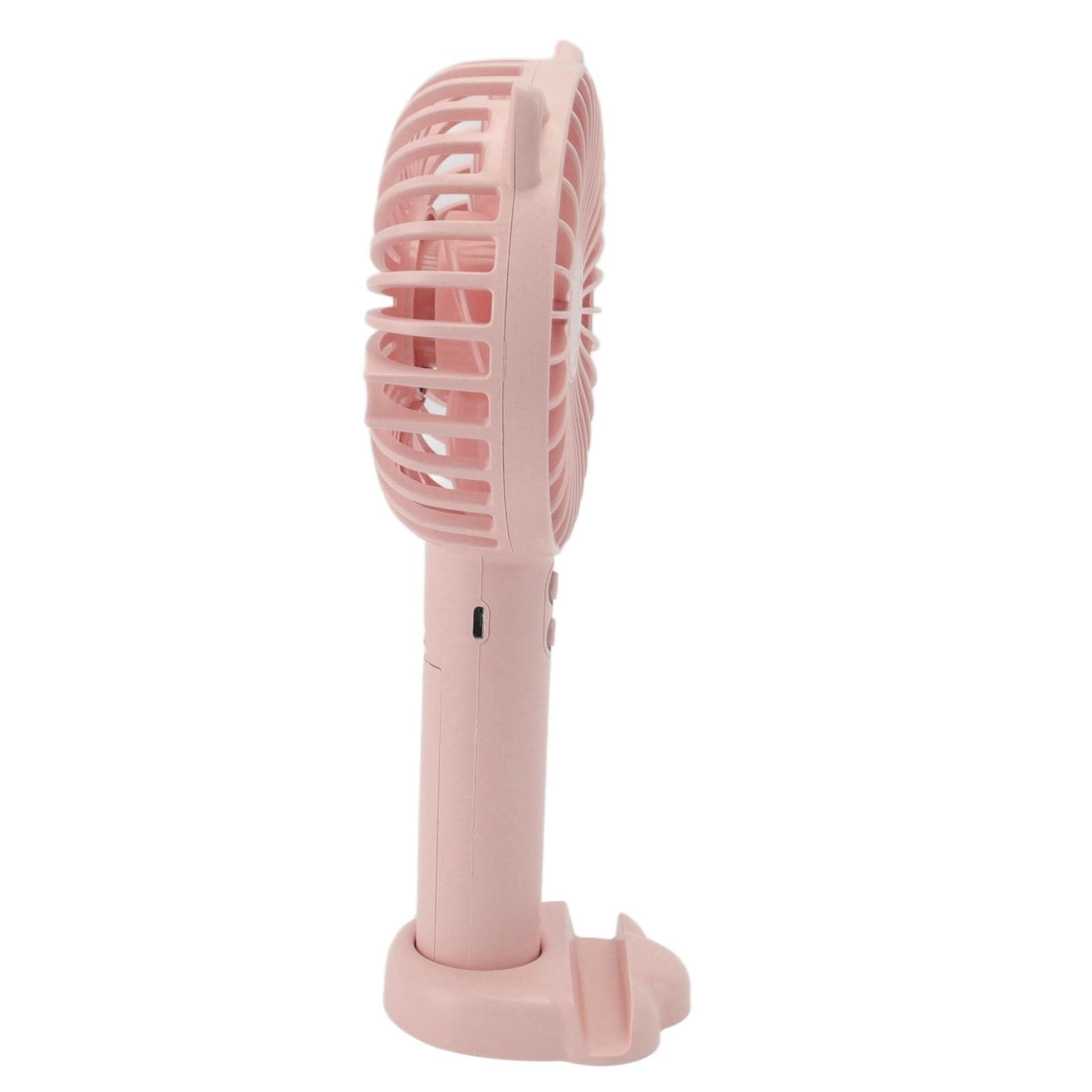 Hand Held Fan Portable USB Rechargeable Cute 3 Speed Wind Regulable ABS PC Battery Operated Fan for Travel Pink