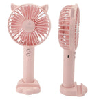 Hand Held Fan Portable USB Rechargeable Cute 3 Speed Wind Regulable ABS PC Battery Operated Fan for Travel Pink