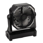 Camping Fan with LED Lantern 4 Levels 270 Degree Pivot Large Air Volume USB Rechargeable Outdoor Tent Fan with Light Hook Black
