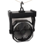 Camping Fan with LED Lantern 4 Levels 270 Degree Pivot Large Air Volume USB Rechargeable Outdoor Tent Fan with Light Hook Black