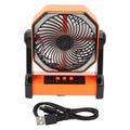 Camping Fan with LED Lantern 4 Levels 270 Degree Pivot Large Air Volume USB Rechargeable Outdoor Tent Fan with Light Hook Orange