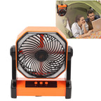 Camping Fan with LED Lantern 4 Levels 270 Degree Pivot Large Air Volume USB Rechargeable Outdoor Tent Fan with Light Hook Orange