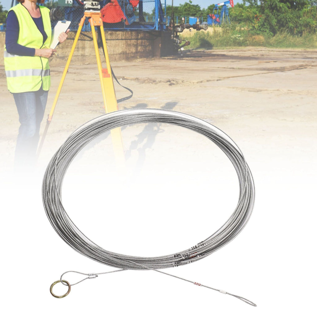 Steel Wire Measuring Rope Good Flexibility Sturdy Steel Rope Measuring Cord with Scale for Well Construction 30m/98.4ft