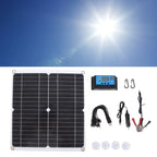 Solar Panel Kit 20W 12V Monocrystalline IP65 Waterproof DIY Solar Panel with 10A Solar Charge Controller for Outdoor