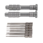 Steel Slotted Screwdriver Set with 9 Bits 2 Handles Hand Tool for Camera Lens Computer Electrical Maintenance