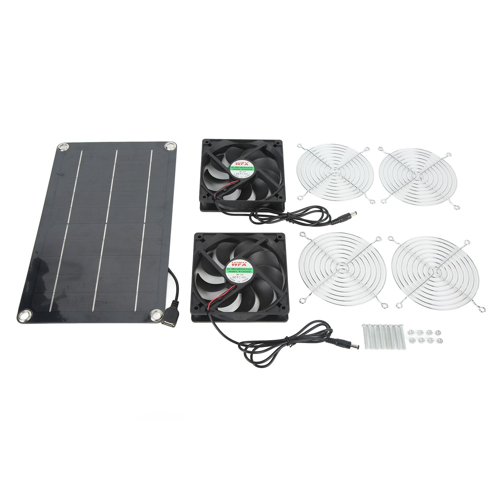 Solar Fan Portable Safe Environment Friendly Dual Exhaust Fan with Solar Panel for Pet House DC 12V