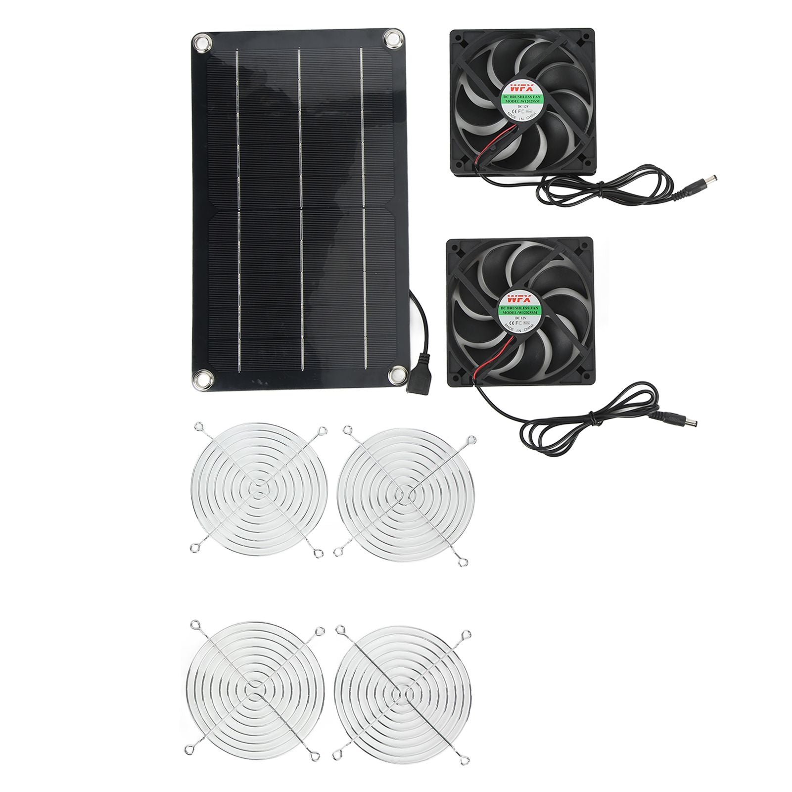 Solar Fan Portable Safe Environment Friendly Dual Exhaust Fan with Solar Panel for Pet House DC 12V
