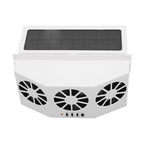 Solar Powered Car Cooler Large Wide Angle 3 Fans Deodorant Energy Saving Car Exhaust Ventilation Fan White