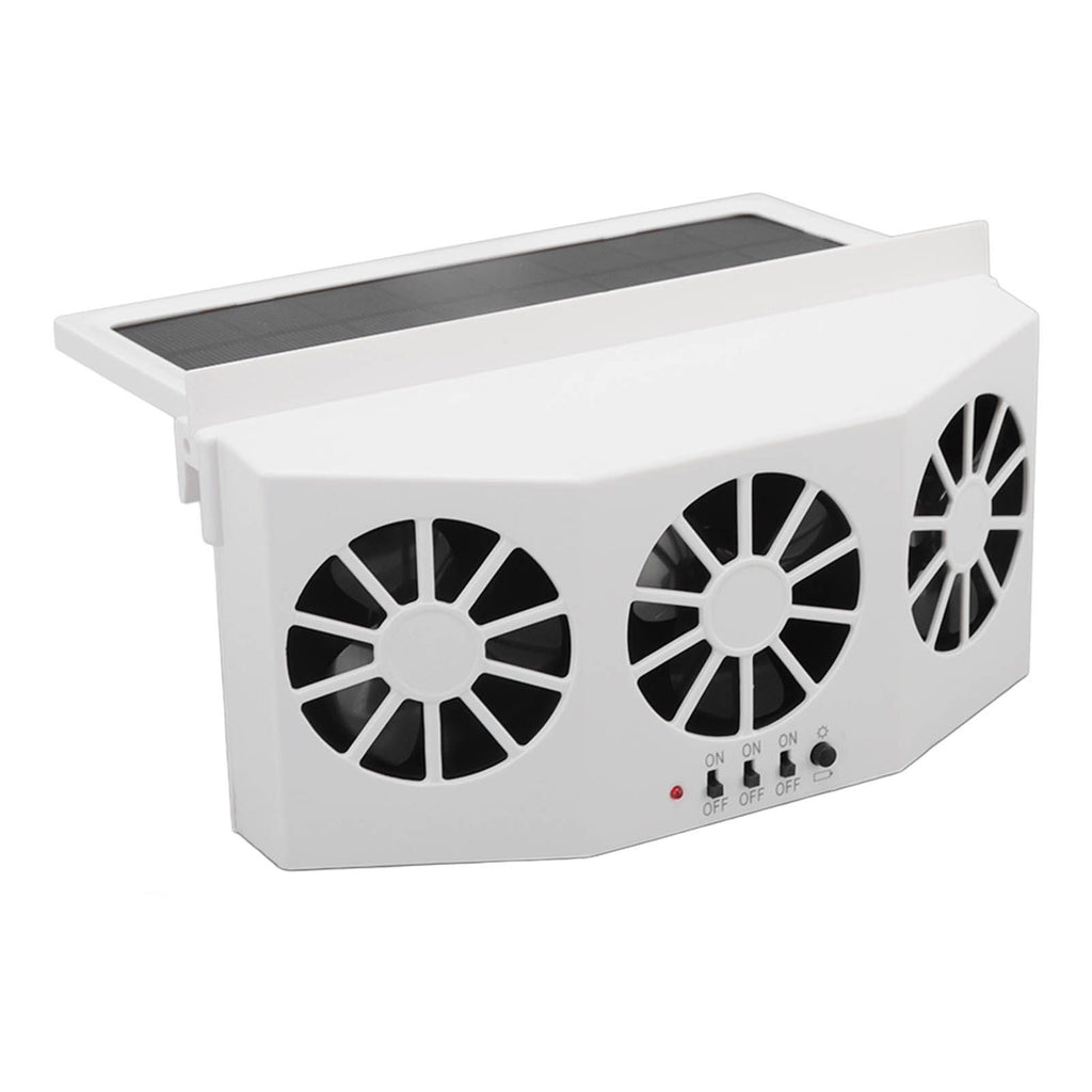 Solar Powered Car Cooler Large Wide Angle 3 Fans Deodorant Energy Saving Car Exhaust Ventilation Fan White