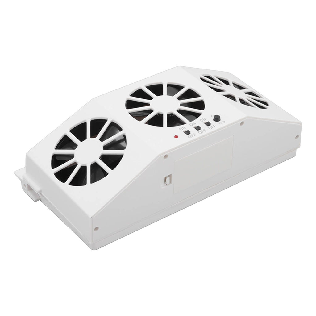 Solar Powered Car Cooler Large Wide Angle 3 Fans Deodorant Energy Saving Car Exhaust Ventilation Fan White