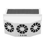 Solar Powered Car Cooler Large Wide Angle 3 Fans Deodorant Energy Saving Car Exhaust Ventilation Fan White