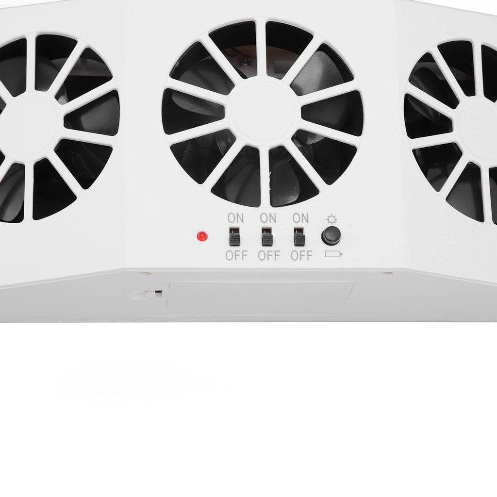 Solar Powered Car Cooler Large Wide Angle 3 Fans Deodorant Energy Saving Car Exhaust Ventilation Fan White