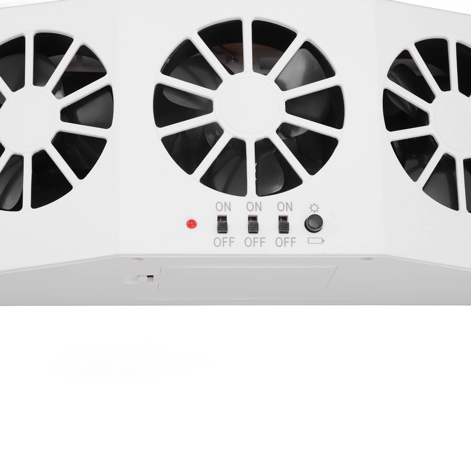 Solar Powered Car Cooler Large Wide Angle 3 Fans Deodorant Energy Saving Car Exhaust Ventilation Fan White