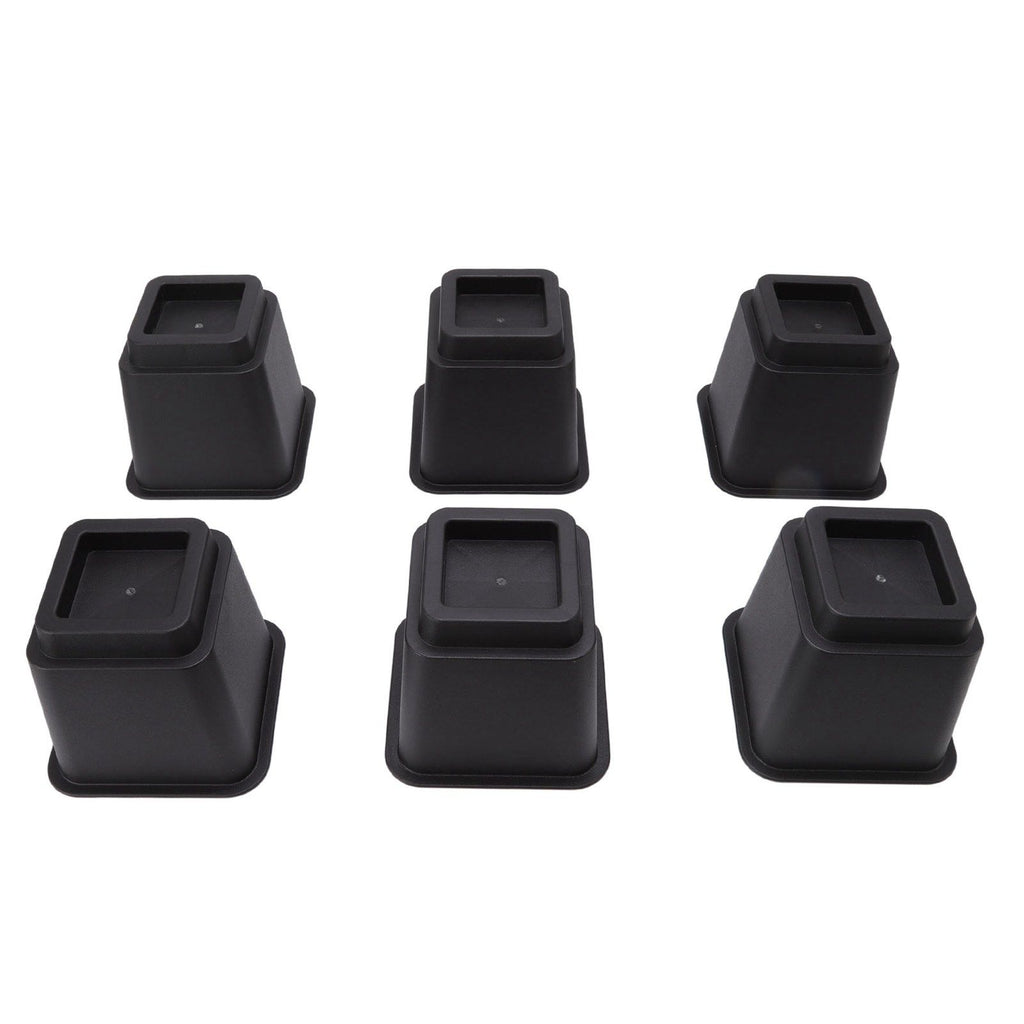 6pcs Bed Risers 5in High Quadrate Trapezoidal Ergonomic Plastic Black Furniture Risers Blocks for Home Office