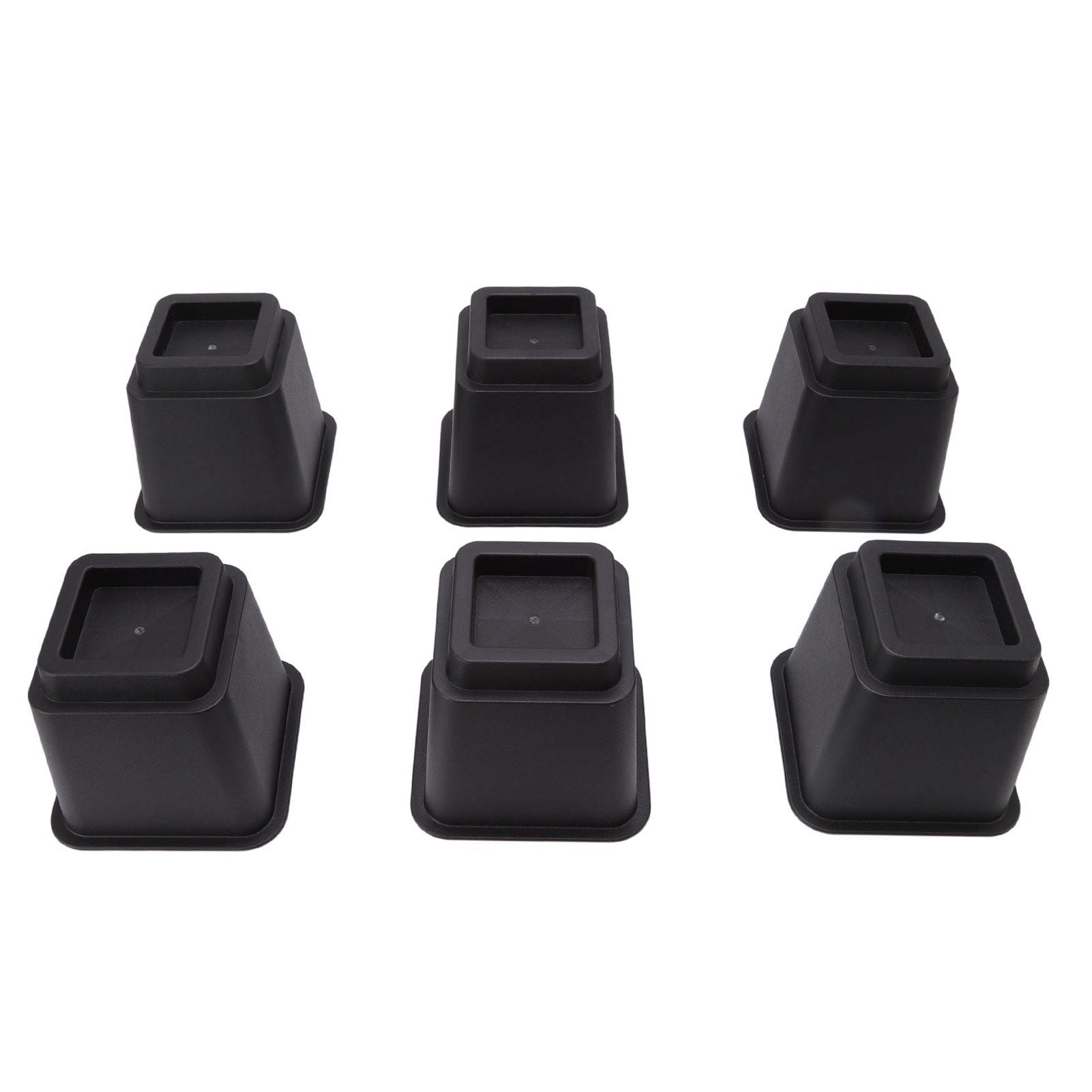6pcs Bed Risers 5in High Quadrate Trapezoidal Ergonomic Plastic Black Furniture Risers Blocks for Home Office