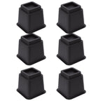 6pcs Bed Risers 5in High Quadrate Trapezoidal Ergonomic Plastic Black Furniture Risers Blocks for Home Office