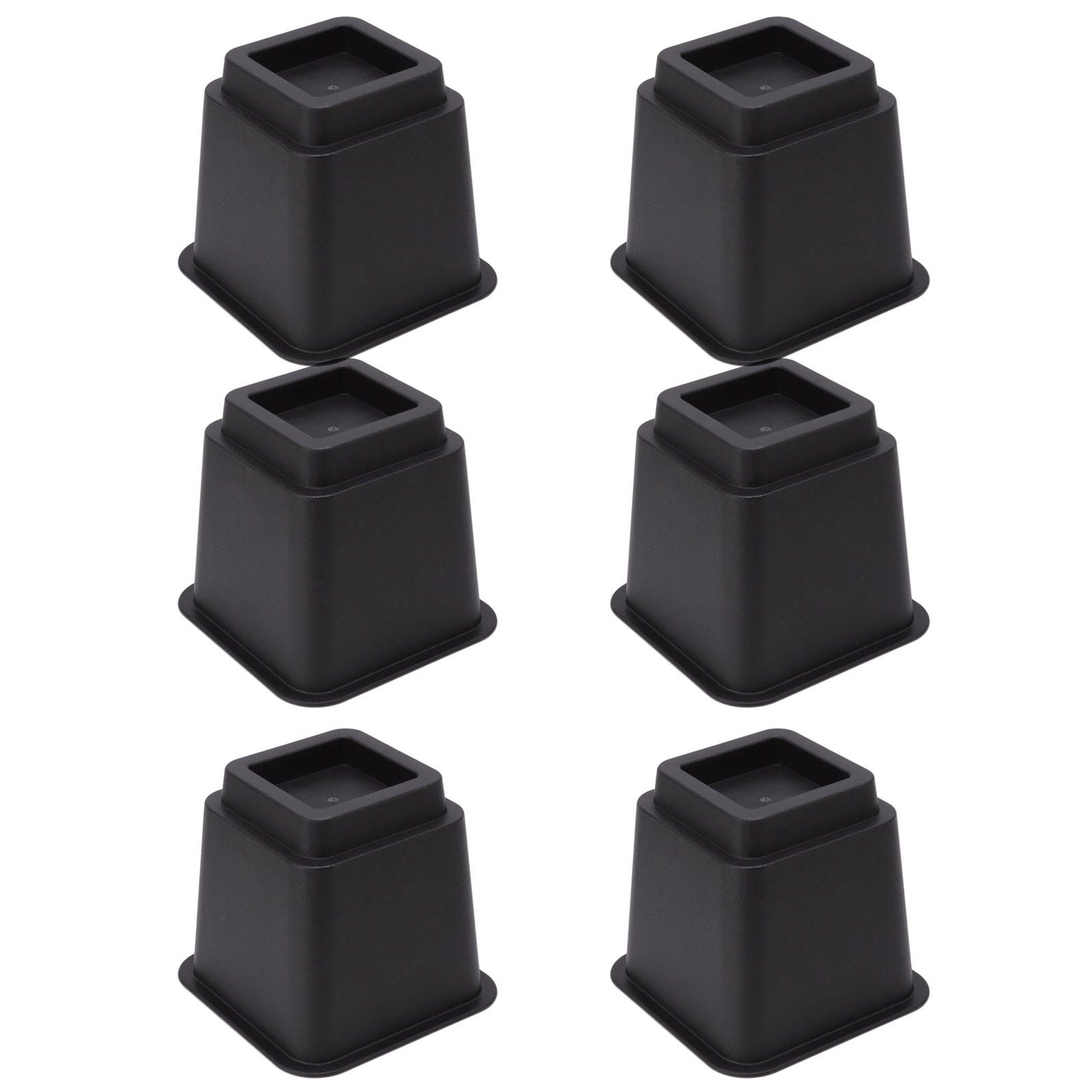 6pcs Bed Risers 5in High Quadrate Trapezoidal Ergonomic Plastic Black Furniture Risers Blocks for Home Office