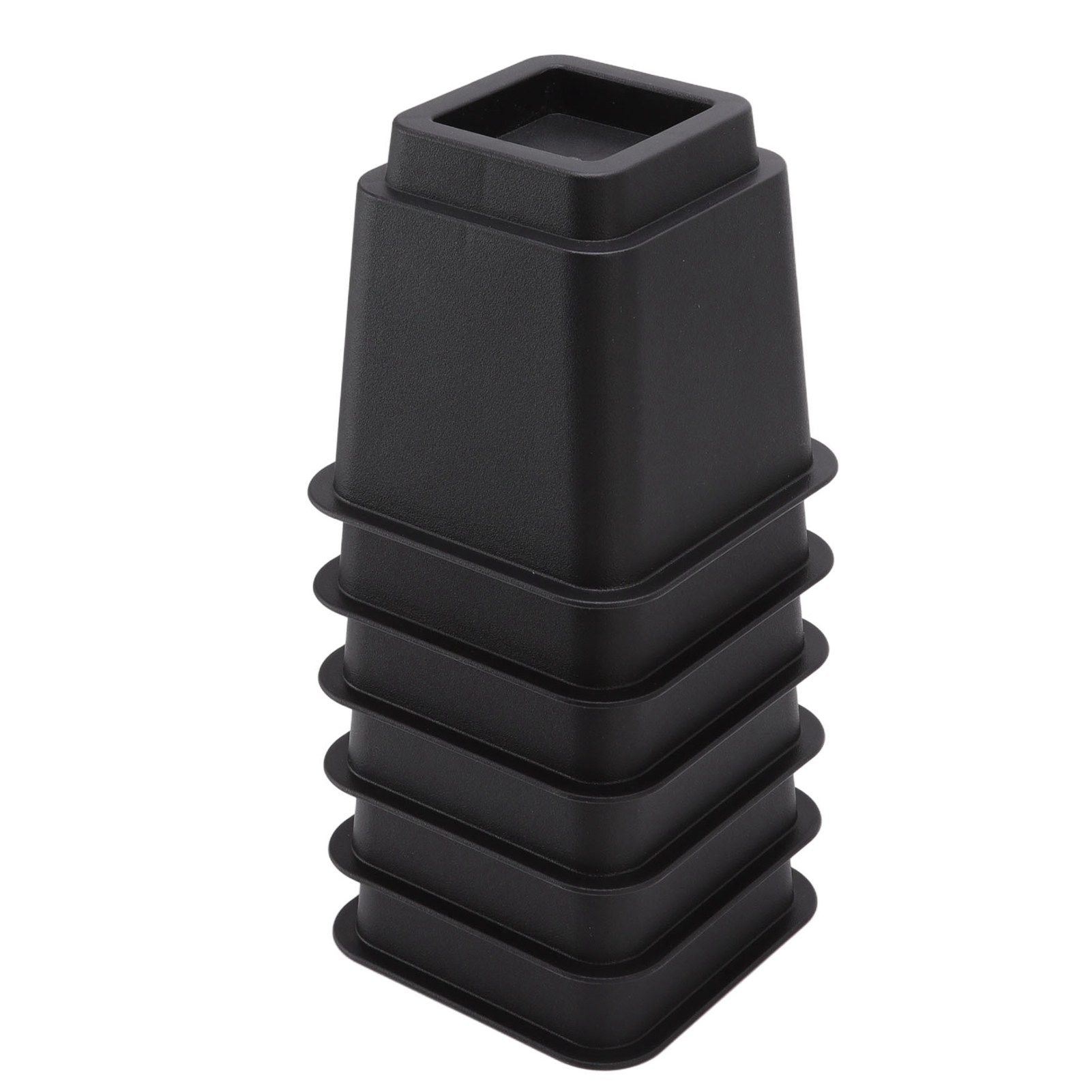 6pcs Bed Risers 5in High Quadrate Trapezoidal Ergonomic Plastic Black Furniture Risers Blocks for Home Office