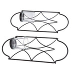 2Pcs Wall Mounted Candle Holder Iron Glass Sconces Decoration Accessories for Living Room Bedroom Black