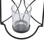 2Pcs Wall Mounted Candle Holder Iron Glass Sconces Decoration Accessories for Living Room Bedroom Black