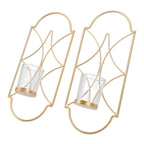 2Pcs Wall Mounted Candle Holder Iron Glass Sconces Decoration Accessories for Living Room Bedroom Gold