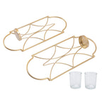 2Pcs Wall Mounted Candle Holder Iron Glass Sconces Decoration Accessories for Living Room Bedroom Gold