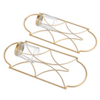 2Pcs Wall Mounted Candle Holder Iron Glass Sconces Decoration Accessories for Living Room Bedroom Gold