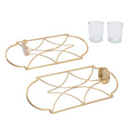 2Pcs Wall Mounted Candle Holder Iron Glass Sconces Decoration Accessories for Living Room Bedroom Gold