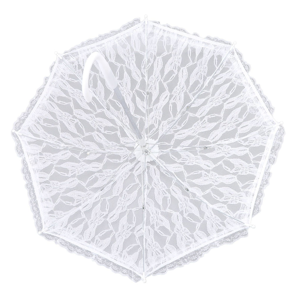 White Lace Parasol Umbrella J Handle Elegant Appearance Bridal Lace Umbrella for Wedding Party Decorations Prom