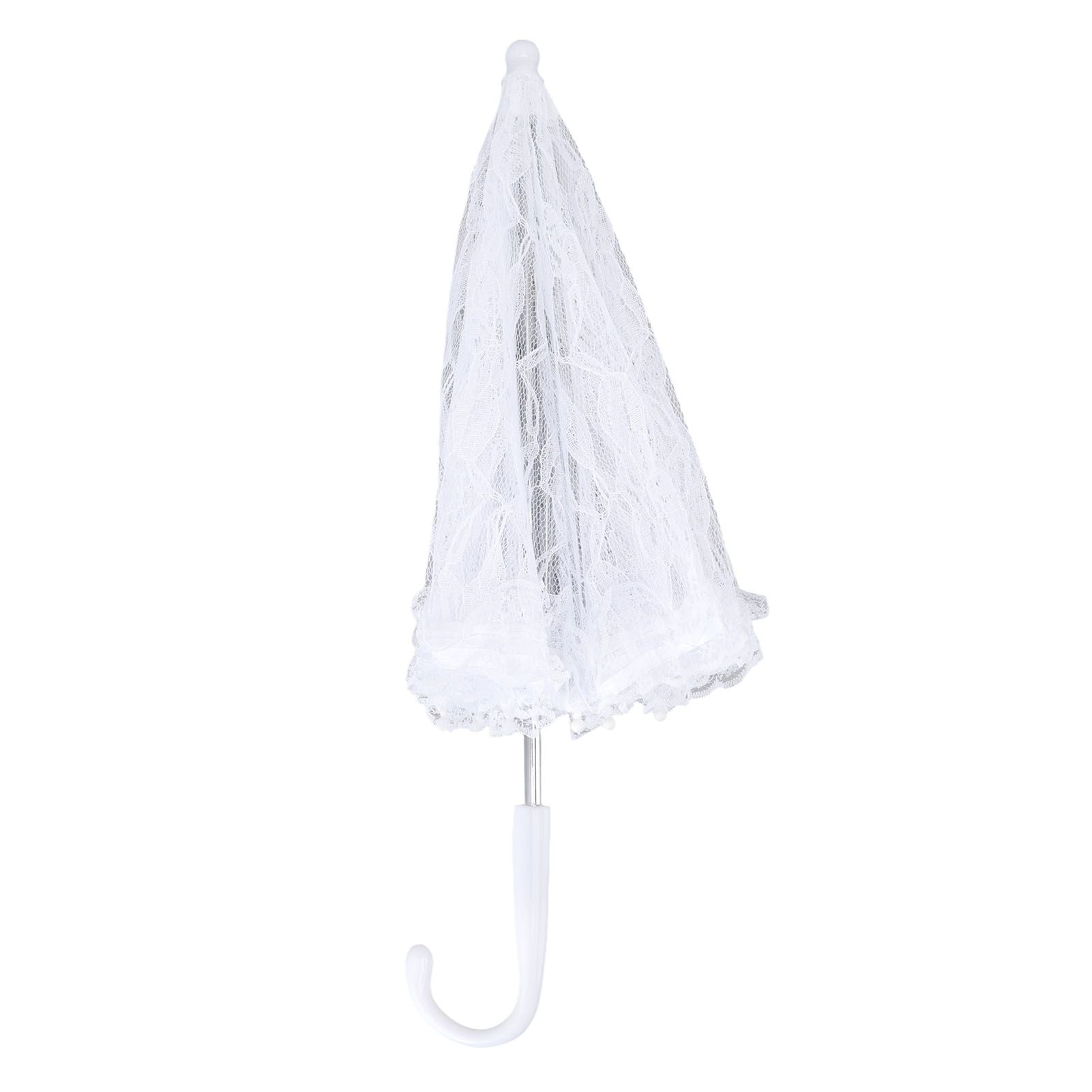 White Lace Parasol Umbrella J Handle Elegant Appearance Bridal Lace Umbrella for Wedding Party Decorations Prom