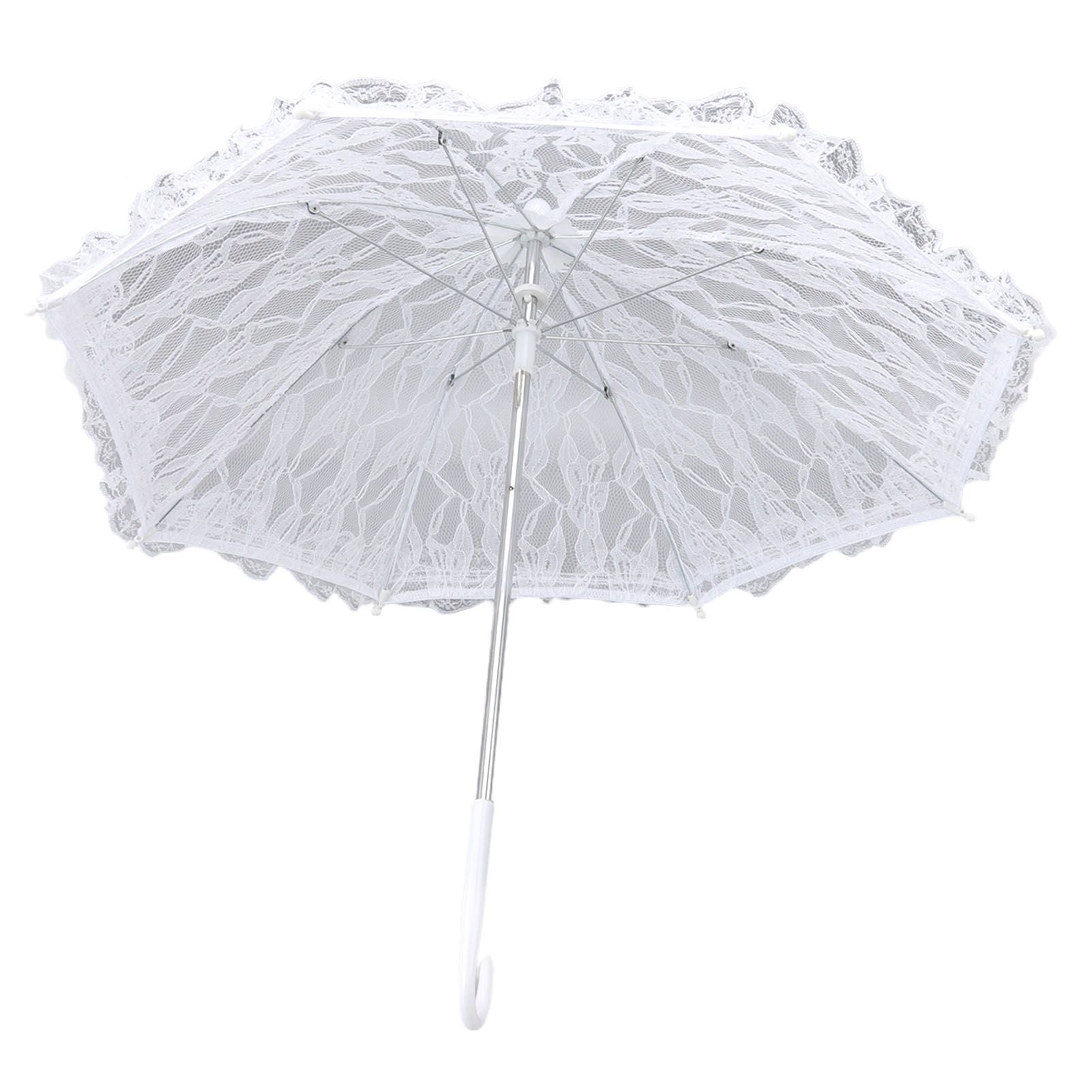 White Lace Parasol Umbrella J Handle Elegant Appearance Bridal Lace Umbrella for Wedding Party Decorations Prom