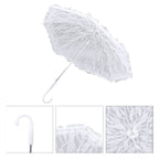 White Lace Parasol Umbrella J Handle Elegant Appearance Bridal Lace Umbrella for Wedding Party Decorations Prom