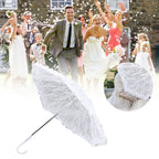 White Lace Parasol Umbrella J Handle Elegant Appearance Bridal Lace Umbrella for Wedding Party Decorations Prom